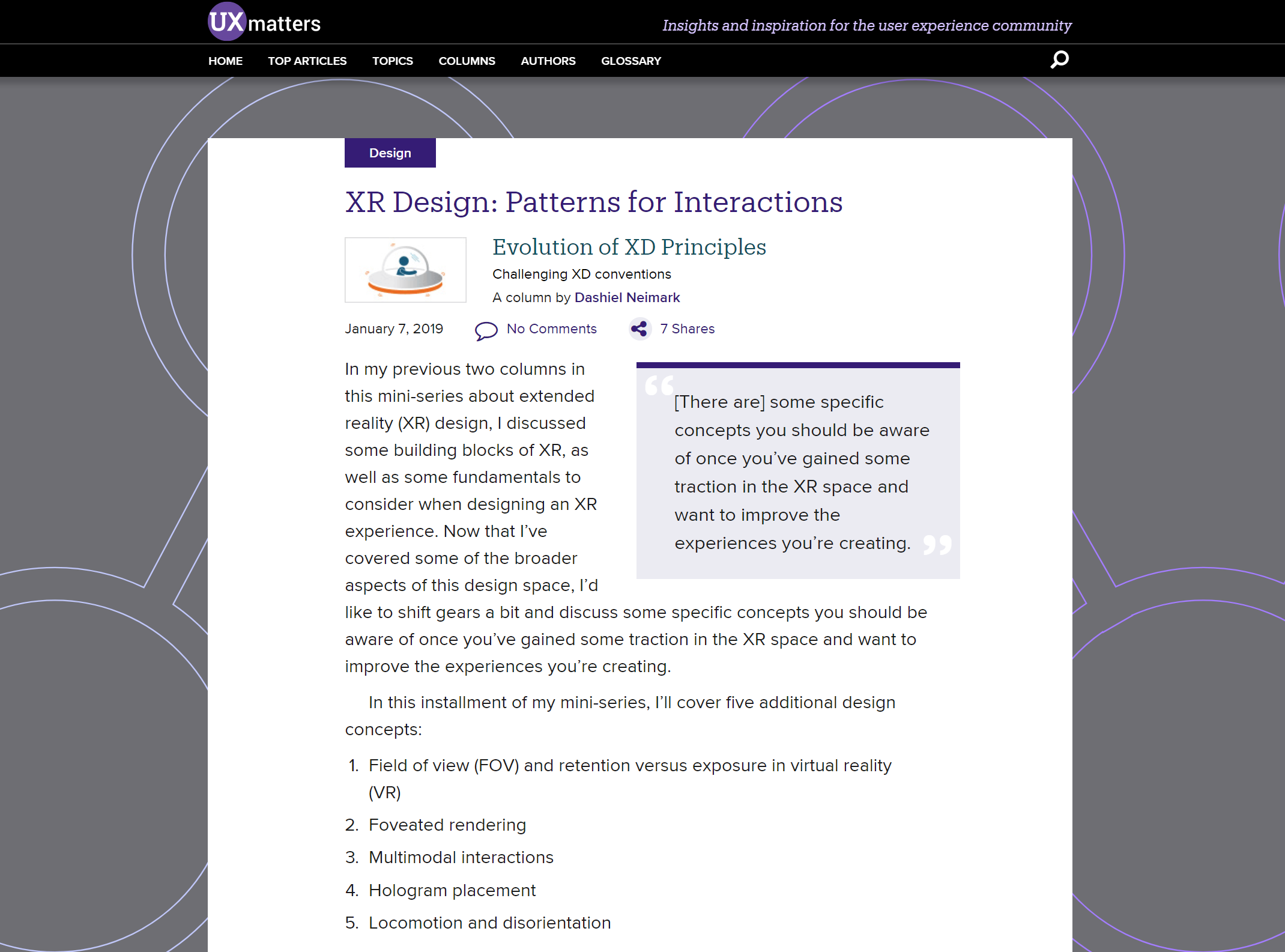 XR Design Patterns for Interactions UXmatters