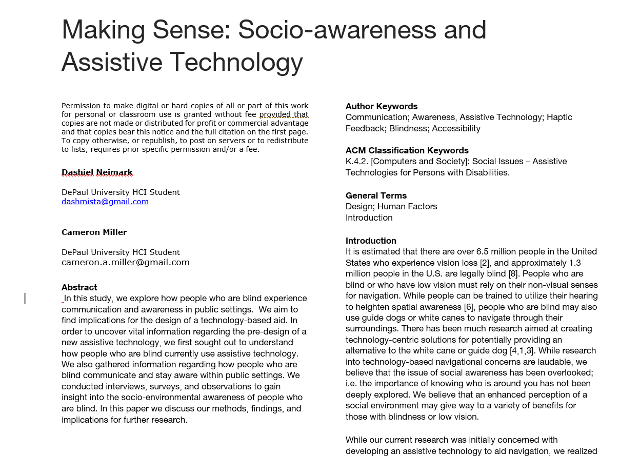 Thumbnail - Making Sense Socio-awareness and Assistive Technology